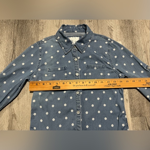 Justice Chambray Polka Dot Denim Button Up - Youth Girls Size 12 - Picture 6 of 10